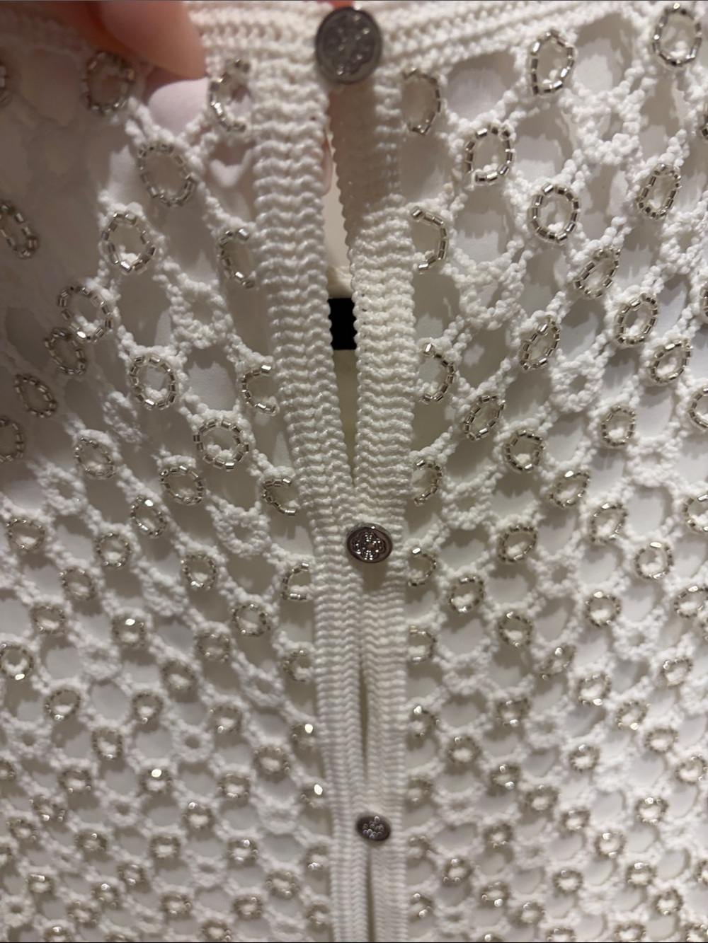 Maje White Crochet Sleeveless Shell Top - Picture 2 of 3